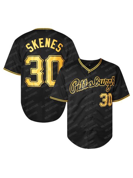 #30 Men S-3XL Baseball Jerseys All Stitched jersey Black White Baseball Wear