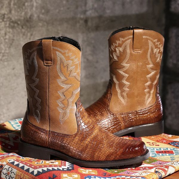 BOTAS DE BOTAS DE BOTAS MENOS BOTAS BOTAS CHELESEA Mens Luxe British Shoes Cowboy Botas Retro Zipper Botas 241224