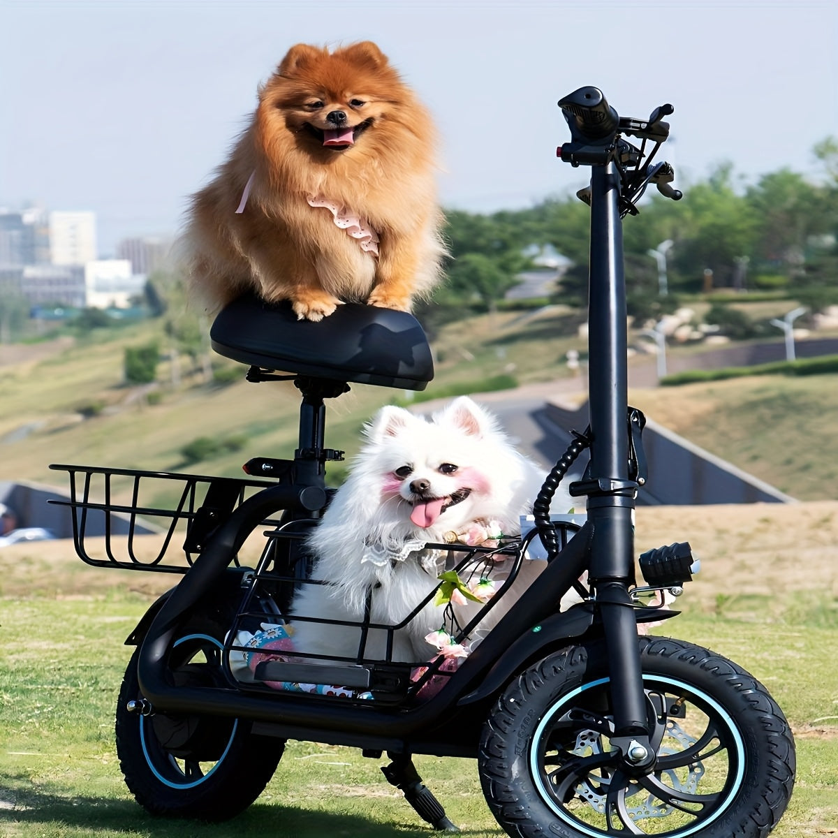 TEMU 550w Electric Scooter With Seat For Adult, 36v 7.8ah, -60hz, 265lbs, 12" Commuter Electric Scooter For With Basket For Pets, Bigger Seat - Up To