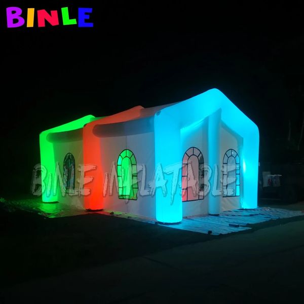wholesale 10x8x4mH (33x26x13.2ft) White Square Giant Inflatable Wedding Tent,led party marquee house for sale