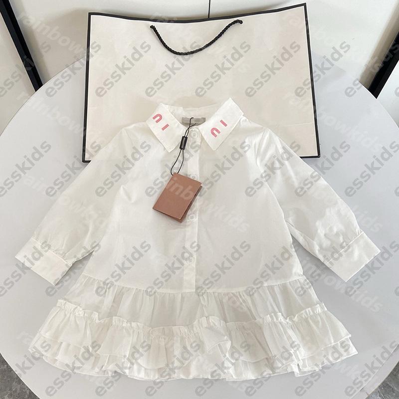 Girls Collar Shirt Dress Designer Lace Princess Skirt Baby Girl Luxury White Short Dress Child A-line Skirts Kids Shirts Skirt -8 DPD2507153