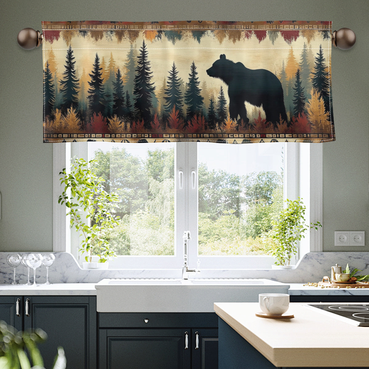 TEMU 1-2pcs Bear Valance Curtains, Bathroom Christmas Curtains Decor, And For