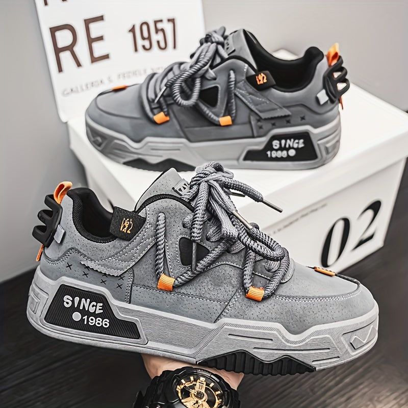 TEMU Men's Fashion Skate Sneakers - Comfortable, Non-slip & Breathable Lace-up Shoes With Rubber Sole For All