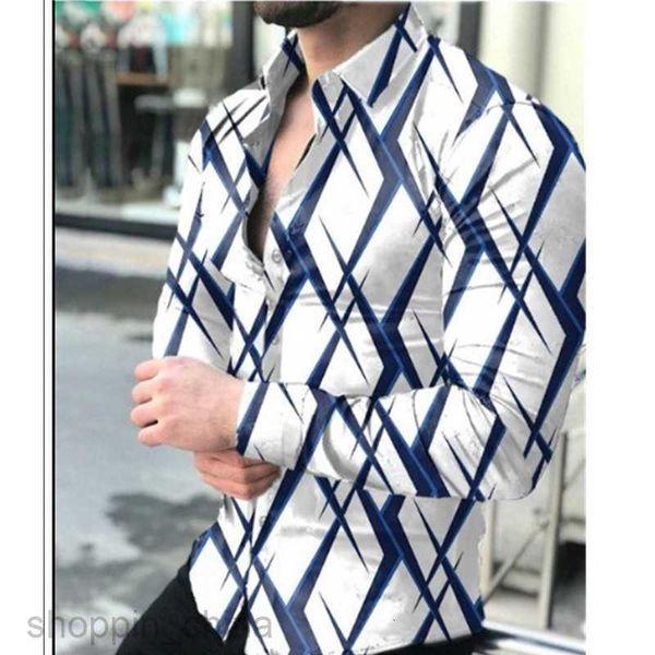 Men&#039;s Casual Shirts Spring and Autumn New Polo Neck Shirt 3D Printed Casual Loose Men&#039;s Long sleeved Top tops