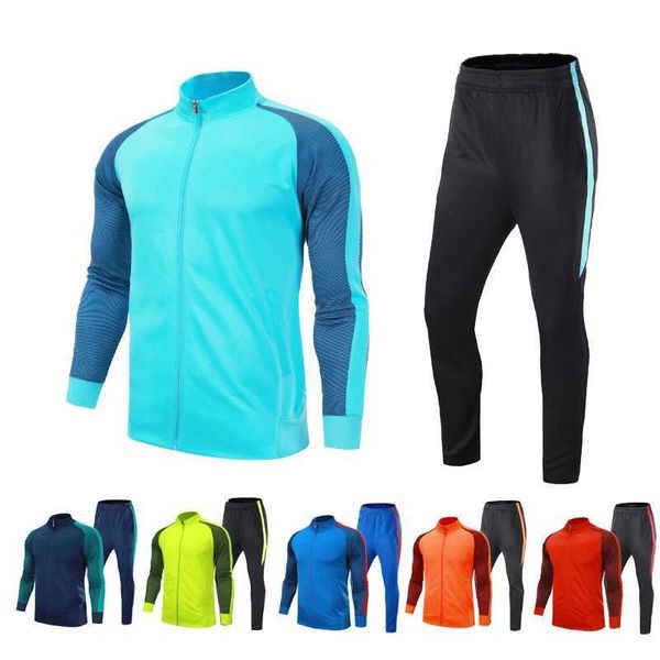 New mens jacket pants polyester training set football match set outerwear long sleeved sportswear running and jogging setW250110
