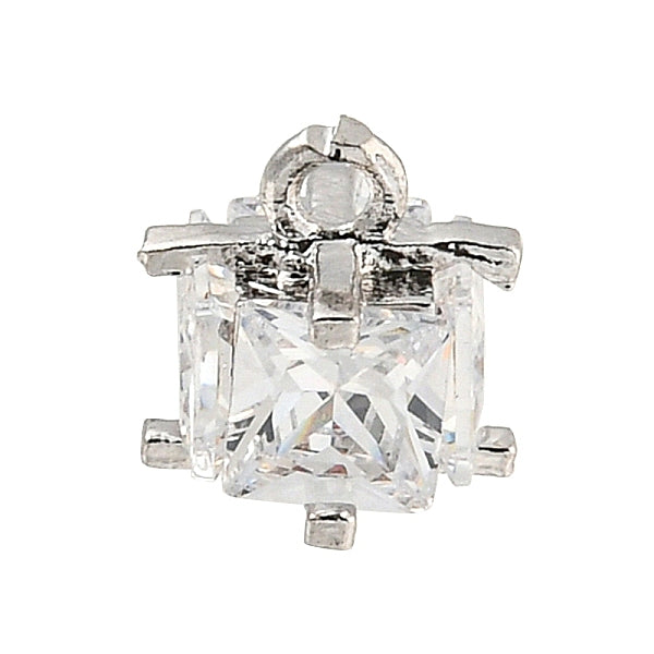 Placage de crémaillère en laiton micro pavé breloques en zircone cubique claire