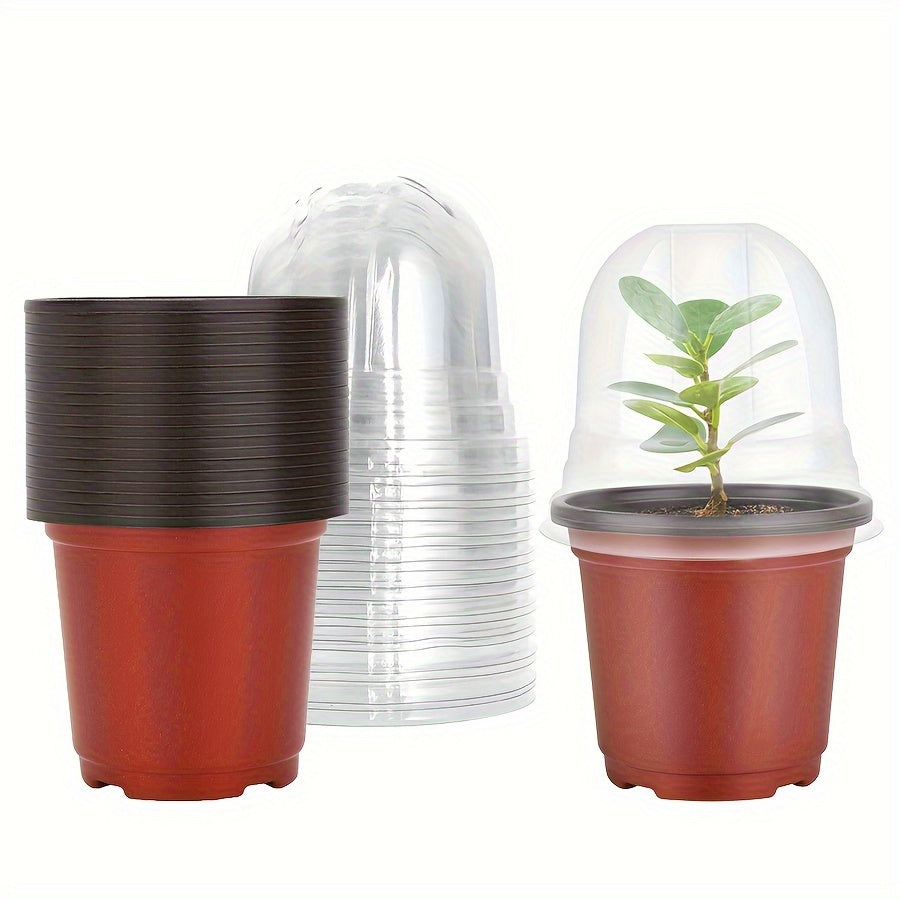 TEMU 20-40 Sets Plant Nursery Pots With Drain Hole 4" Soft Transparent Plastic Gardening Pot Planting Containers Cups Planter Starter Seed Starting