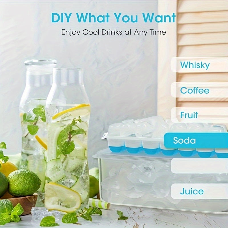 TEMU 7pcs, Ice Cube Tray With Lid And Ice Storage Box, Refrigerator Silicone Ice Cube Tray With Ice Box, Ice Tray With Ice Container, Stackable Ice