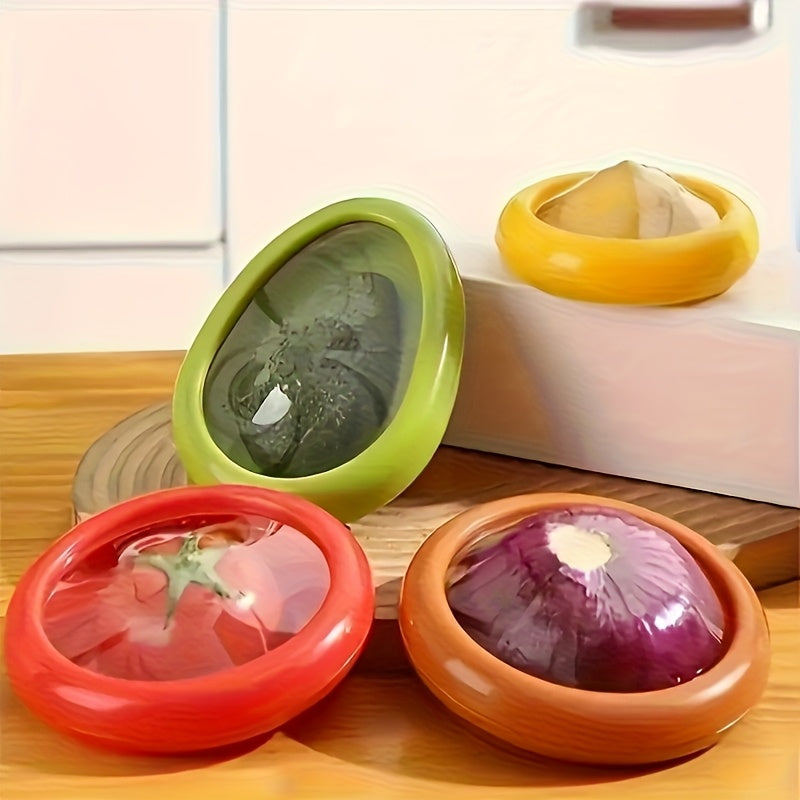 TEMU 4pcs Large Capacity Fruit And Vegetable Storage Containers - Reusable Refrigerator Fresh-keeping Bins For Onions, Lemons, Potatoes & More | Keep