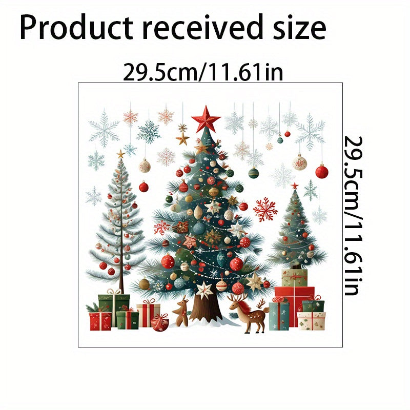 TEMU 1pc Festive Christmas Tree & Snowflake Bathroom Sticker - Self-adhesive, , Toilet, Sink, And Wall Decor, Decoration, Christmas Decorations