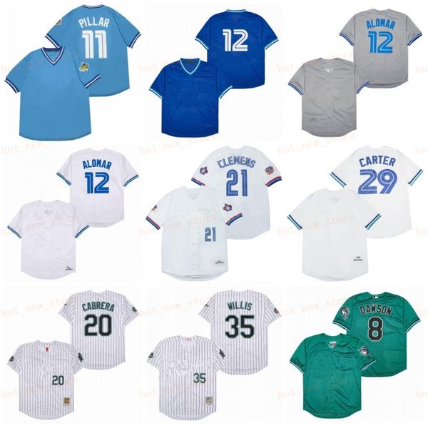 Retired 11 Kevin Pillar Baseball Jersey 12 Roberto Alomar 21 Roger Clemens 29 Joe Carter 8 Andre Dawson 20 Miguel Cabrera 35 Dontrelle Willi