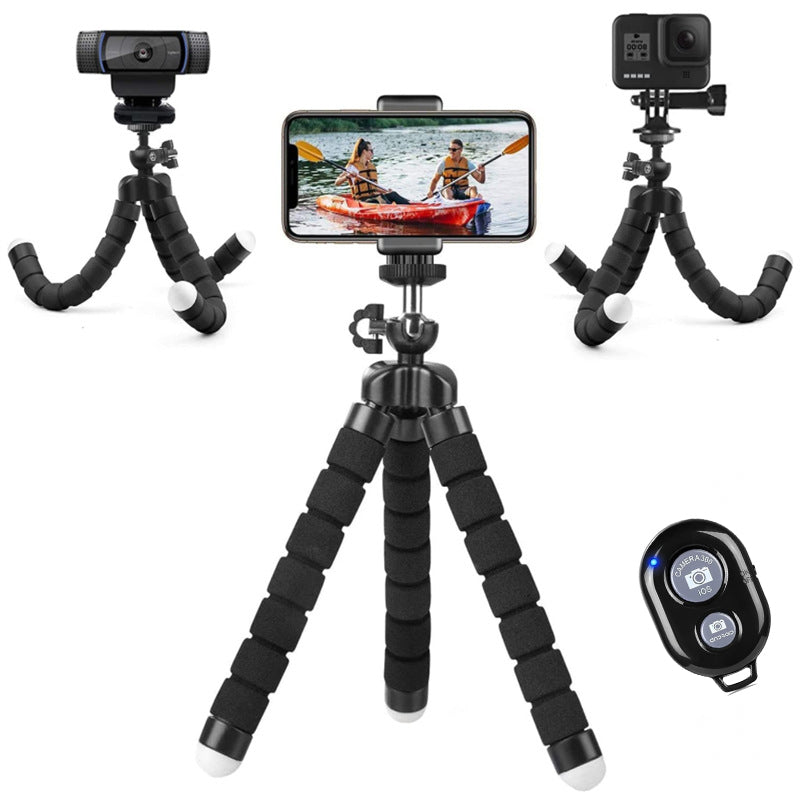 Mobile Phone Tripod Flexible Sponge Tablet Stand Holder with Clip and Wireless Remote For Smartphone Vlogging Travel Live Small Digital Camera Recor