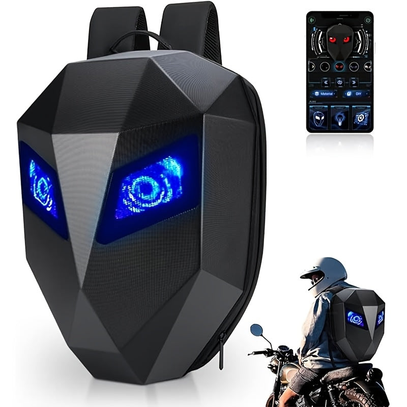 TEMU Knight Led Motorcycle Backpack With Eye, Hard Case Riding Helmet Backpack Diy Motorbike Laptop Bag, Large Size 19inch
