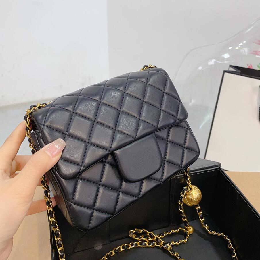 Mirror Quality Designer bag Mini Bags Womens Rectangular Flap Gold Ball Bag Luxury Black Lambskin Quilted Purse Crossbody Shoulder Bag Evening Bags