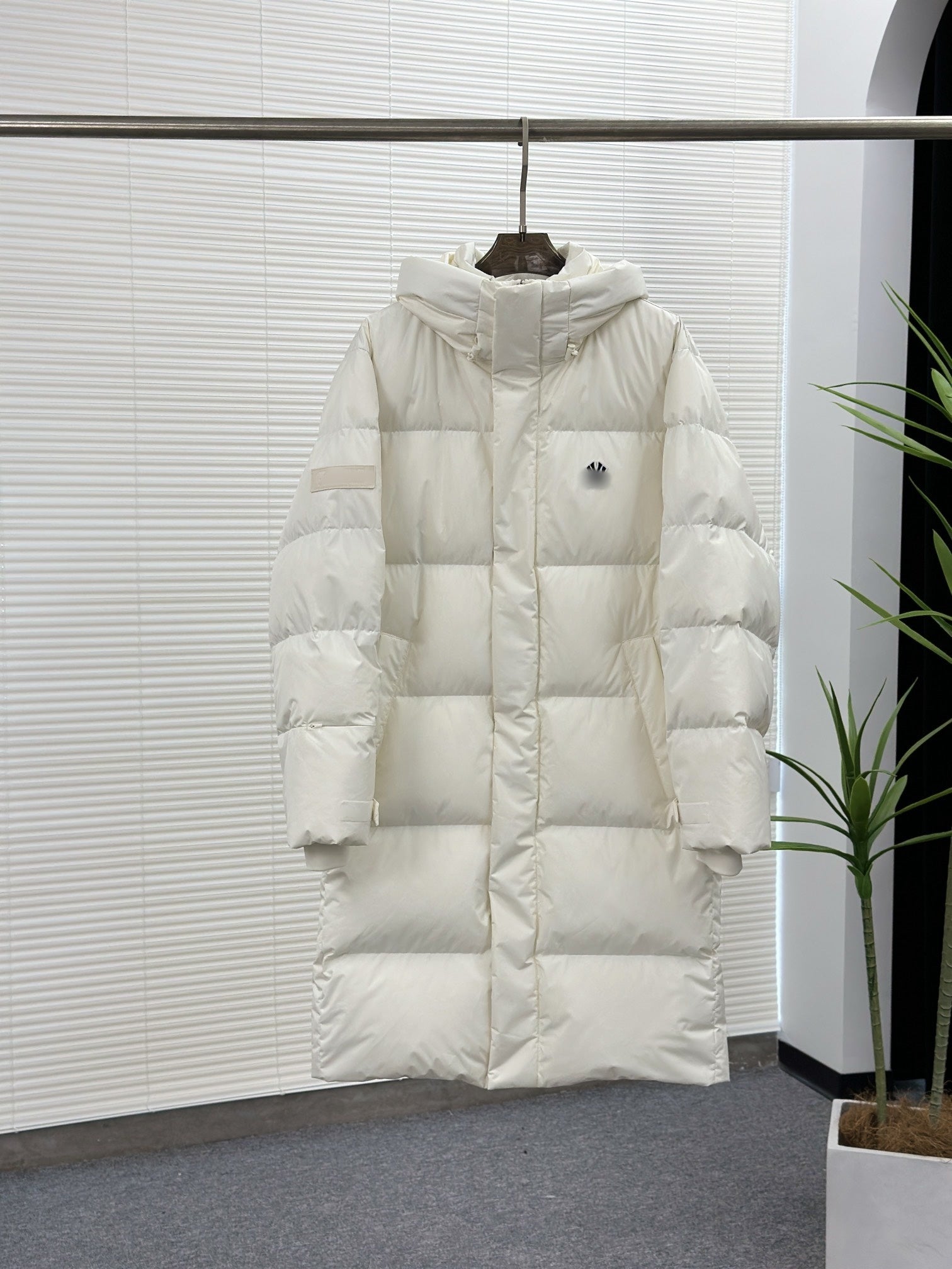 Designer mens womens long standing collar down jacket button made of thick warm windproof fashionable and simple fabric