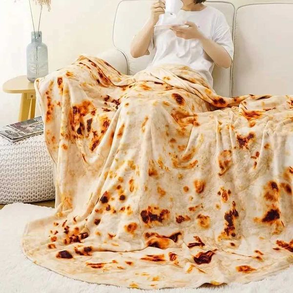 1 pizza patterned flannel blanket nap blanket warm and comfortable sofa soft throw blanket Y241022
