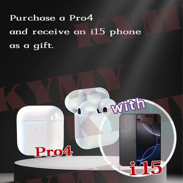 Pro 4 TWS wireless earphones Bluetooth compatible 5.3 for iPhone Pro4 earbuds, buy a free i15Pro max phone