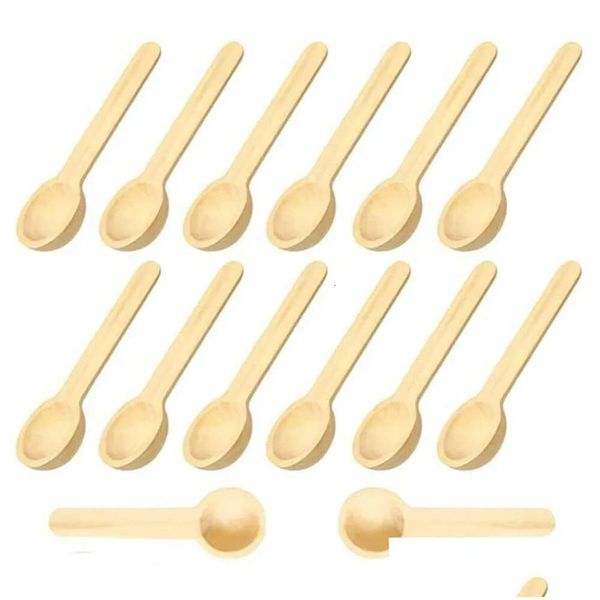 Size Wooden Mini 4 Spoons Small Salt Nature Tasting Spoon Cooking Connts for Kitchen Lx3992 Drop Delivery Home Garden Dining Bar Flat Dh5jh