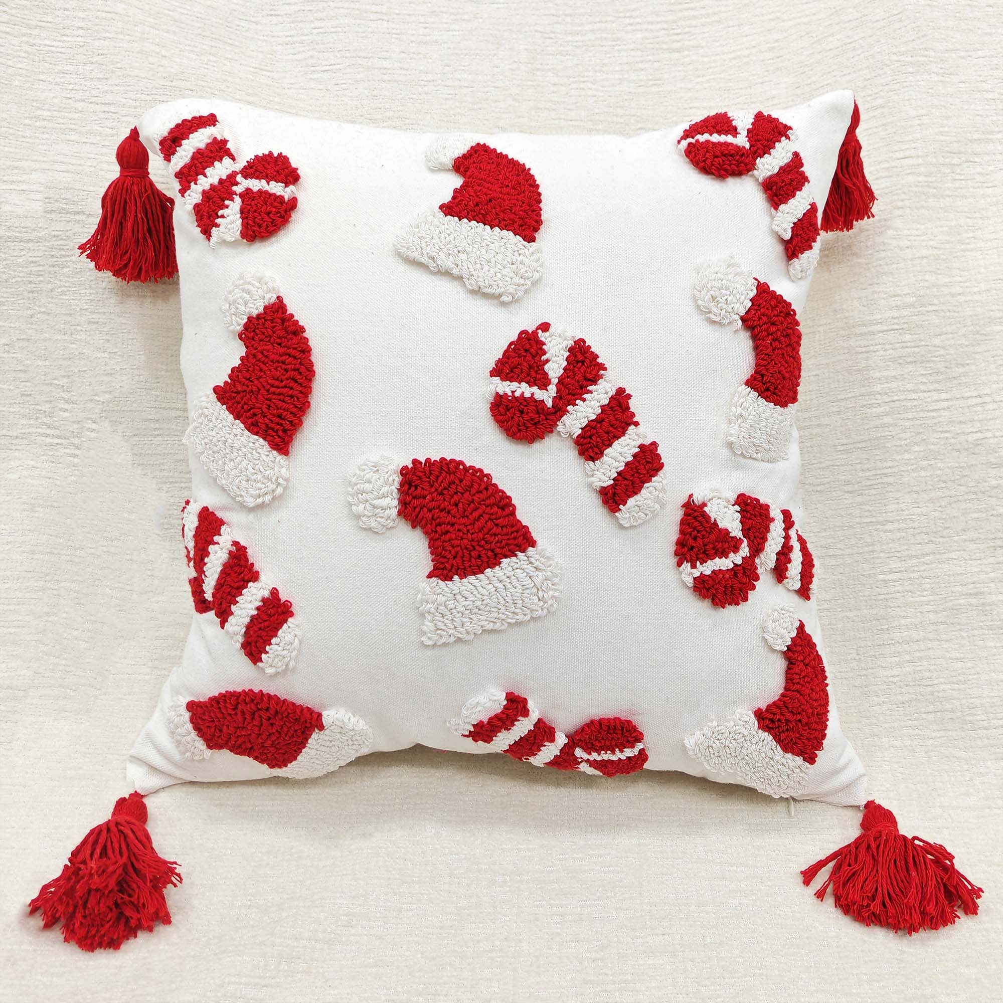 Holiday Chic: Embellished Tufting & Woven Textured Christmas Pillowcases for Home Ambiance