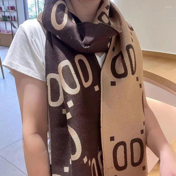 Scarves Winter Caramel Color Versatile Scarf Classic Two Letter Jacquard Designer Womens Mens Fashion Double Sided Cashmere Wrap