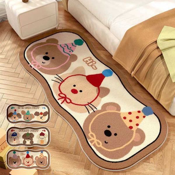Cute Puppy Bedside Rug for Bedroom Kids Room Cartoon Floor Mat Fluffy Carpet for Livingroom Non-slip Rugs Christmas Home DecorC241105