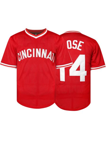 Classic Letter & Number 14 ROSE Embroidered Design, Men&#039;s Breathable Baseball Jersey, Short Sleeve Shirt For Training And Compeon