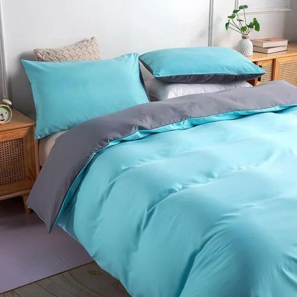 Bedding Sets Drop Summer Double Solid AB Side Sea Blue Grey Duvet Cover Pillowcase US Twin King AU Single Queen UK 2-3pcs