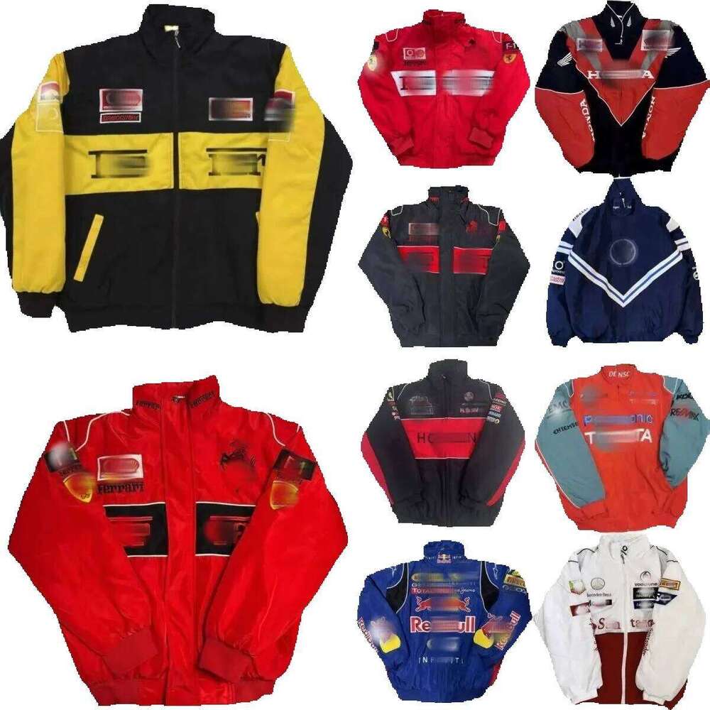 Mens Jacket Formula One Suit Vintage winter F1 Motorcycle Team Rider car Fans Oversized Full Embroidered Cotton Coats Racing outerwear Warm Jackets