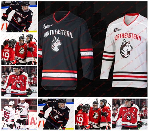 Jackson Dorrington Matt Choupani Custom Northeastern Huskies Hockey Jersey 10 Patrick Dawson 11 Gunnarwolfe Fontaine Northeastern Hockey Jer