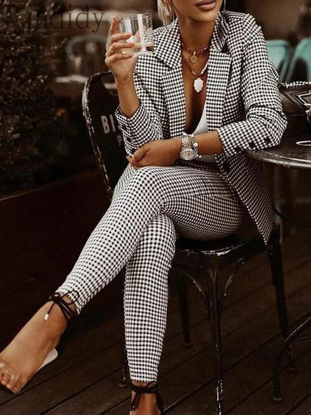 Women Elegant Print Lapel Collar Long Sleeve Blazer and High Waist Pencil Pants 2pcs Set 240327