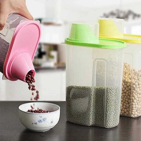 1.9L-2.5L plastic food storage box Sed can used for kitchen grain dried fruit snack grain dispenser with Pour Lid container Y241203