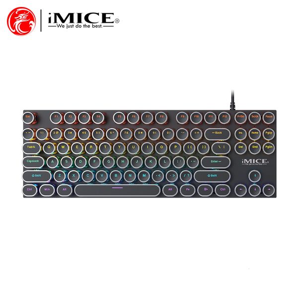 IMICE Mechanical GK800 Punk Round Keycap Red Green Black Tea Axis Wired Game Keyboard
