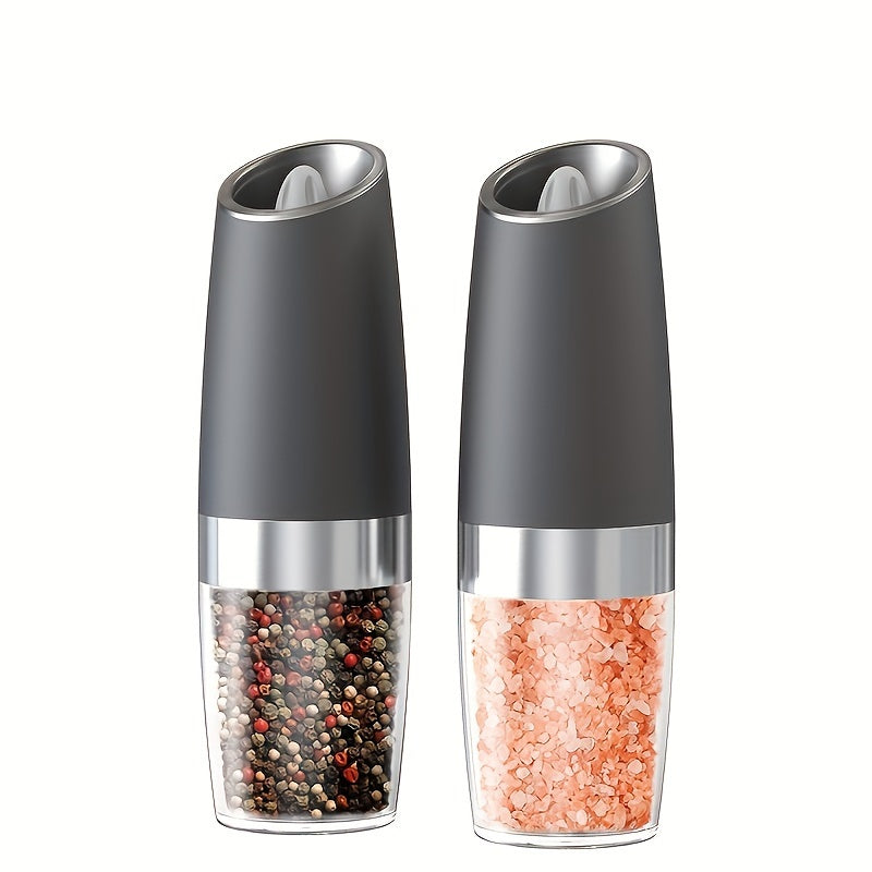 TEMU 2pcs Gravity Electric Salt And Pepper Mill, Powerful Pepper Grinder, Tilt To Grind Automatically, Battery Powered, Coarseness Adjustable,