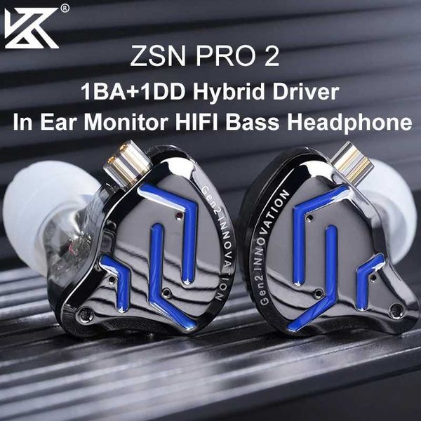 KZ ZSN Pro 2 1BA+1DD Hybrid Driver In Ear Earphone HIFI Bass Earbuds Metal Monitor Earphone Sport set Interchangeable earph Z241218