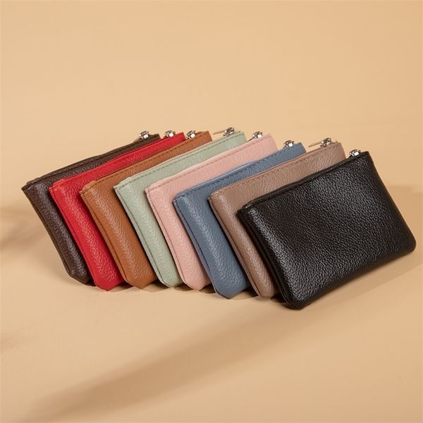 Zipper Coin Purse Litchi Grain Leather Fabric Ultra Thin and Short Style Card Key Storage Bag Small y240823