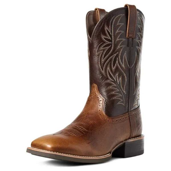 Men Boots High Boots Bordado Retro Retro Made Boots Western Cowboy Boot Ponto de Botas de dedo Mão costura de mão ao ar livre Shoesc241125