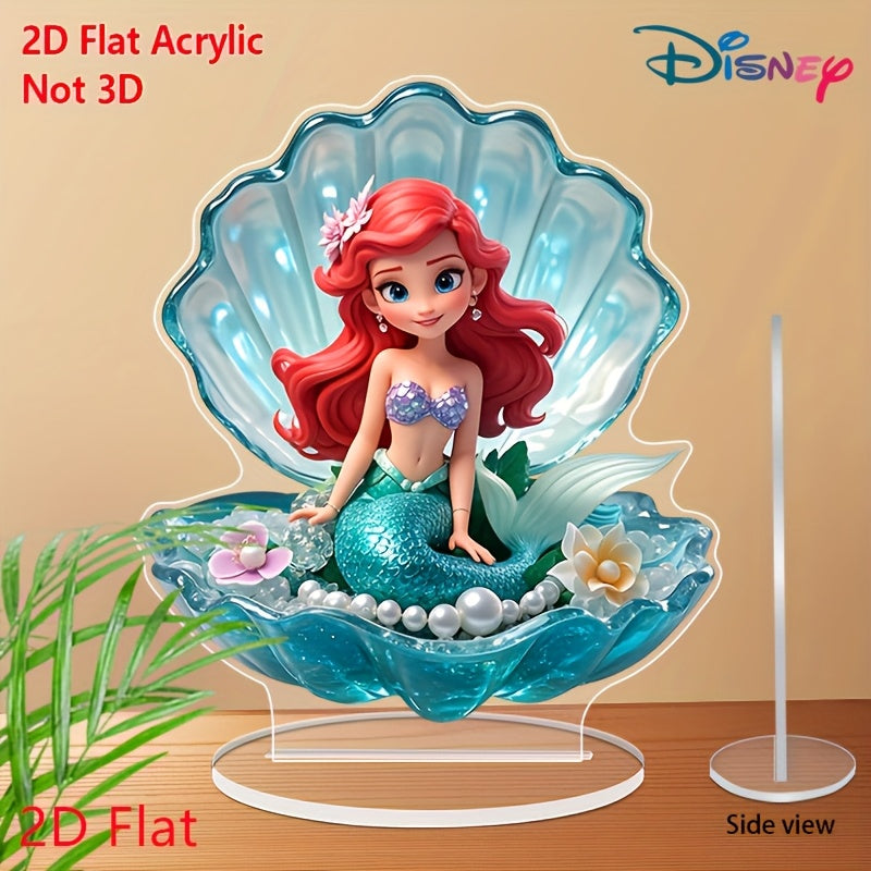 TEMU 2d Flat, 1pc Princess For 2d Acrylic Desktop Decoration - Vibrant Colors, Shimmering Seashell Base With Pearls & Flowers, No Electricity Needed
