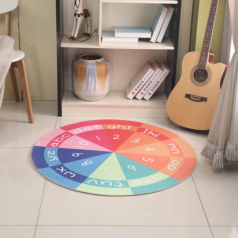 Round 3D Carpet Cartoon Printing Carpet Children&#039;s Living Room Bedroom Computer Chair Floor Mat Thickening