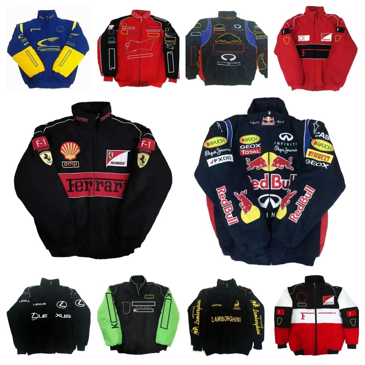 F1 Formula One Racing Jacket Autumn and Winter Full Embroidered Cotton Clothing Spot Sales a1