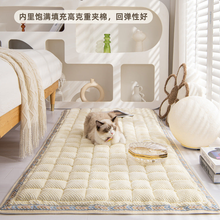 Solid color modern minimalist home living room carpet easy to maintain machine washable pet floor mat full bed edge mat