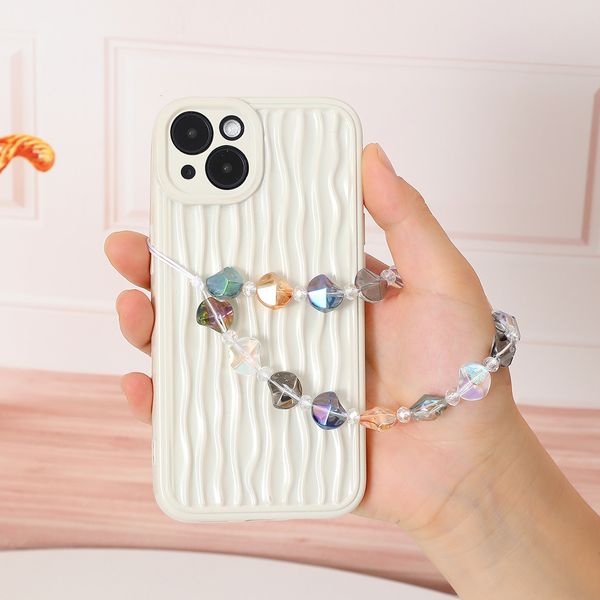 ddmygifts Personalized design, irregular crystal lanyard, bead chain, phone case, lanyard pendant, anti fall wrist strap for women A