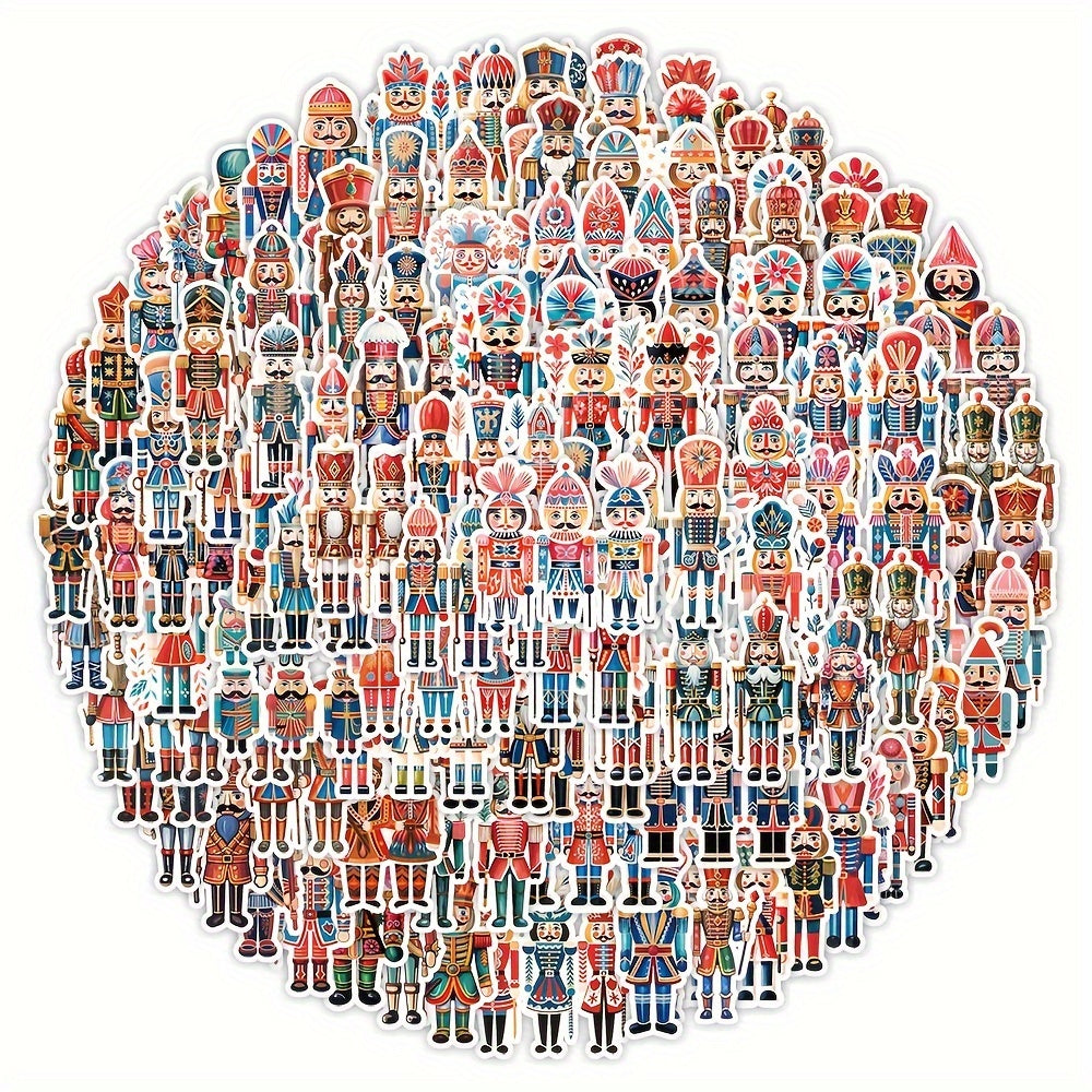 TEMU 100pcs Vibrant Nutcracker Series Vinyl Stickers - Reusable, Glossy Finish Decals For Scrapbooking, Journaling, Laptops, Bumpers & More -