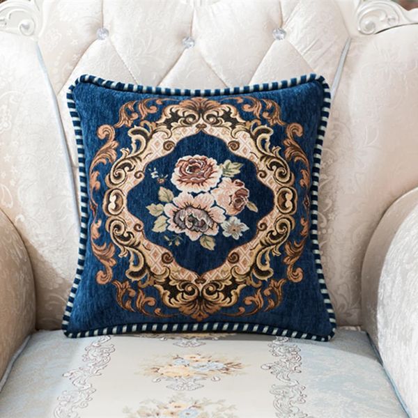 2 Chenille embroidered sofa pillowcases European y bedroom waist pillowcases square home chair decorative pillowcases 240821