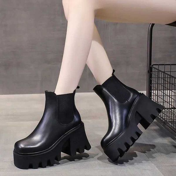 Womens Shoes on Sale 2024 New Ankle Womens Boots Elegant Modern Boots Women Platform Slip on Chunky High Heels Ladies ShoesC241119