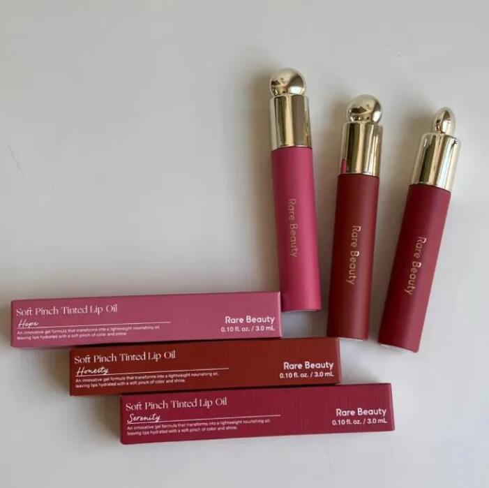 Rare Beauty Soft Pich beauty Tinted Lip Oil 3 Colors Mud Lipstick Matte Lip Glaze Non-stick Cup Long Lasting Waterproof Women Cosmetics free shippin