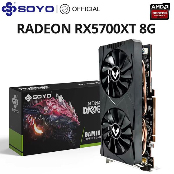 SOYO Full New AMD Radeon RX5700XT 8GB Gaming Graphics Card GDDR6 Video Memory 256Bit PCIEx16 4.0 for Desktop Computer Video Card