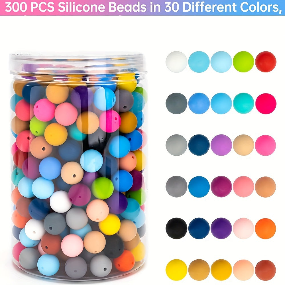 TEMU 300 Silica Gel Beads, 15mm Silica Gel Beads In Bulk, For Key Chains, Bracelets, Necklaces And Pens, Make 30 Kinds Of Color Silica Gel Beads In