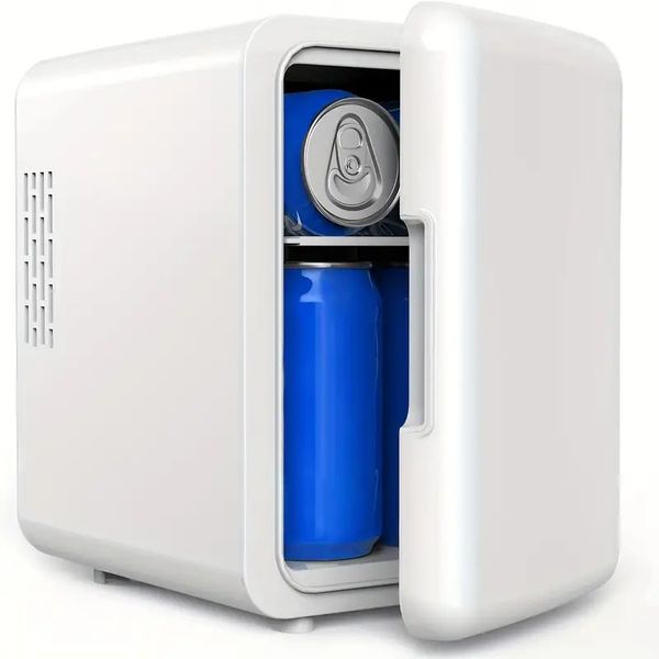 1pc Mini Portable Fridge, 4 Liter-6 Can Cooler And Warmer Personal Refrigerator For Skin Care, Cosmetics, Beverage, Suitability For Office,