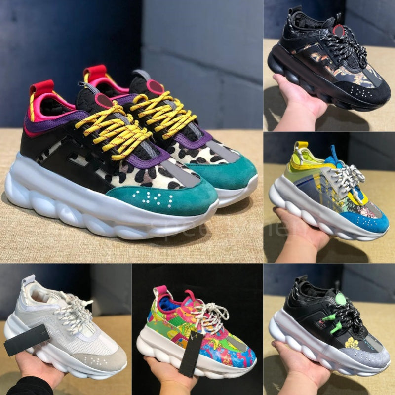 NEW Designer Italy Casual Shoes Reflective Sneakers Mens Women Sneaker Chain Shoe Multi-Color Suede Floral Triple Black Spotted Arrows Plaid Trainer
