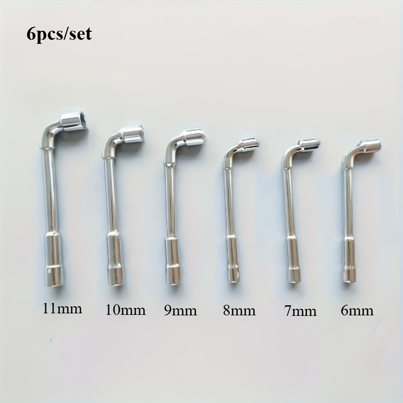 TEMU 4-6pcs-set L-shaped Socket Wrench Set - Car Repair Tool With Hexagonal Socket - Mechanic's Hand Tool - Iron Alloy Body - Hardware Tool Set,